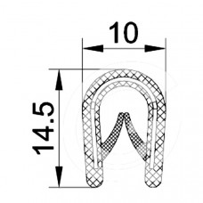 Door seal profile | PVC | black | 14,5 x 10 mm | roll 100 meter